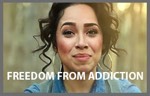 Beautiful woman with caption :"Freedom from Addiction."